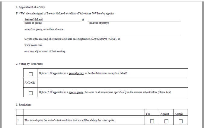 A proxy in favour of the chairperson – creditors.accountants